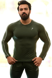 Revival Piping Fullsleeves T-shirt Green by Fuaark Nz