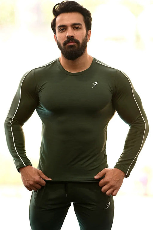 Revival Piping Fullsleeves T-shirt Green by Fuaark Nz