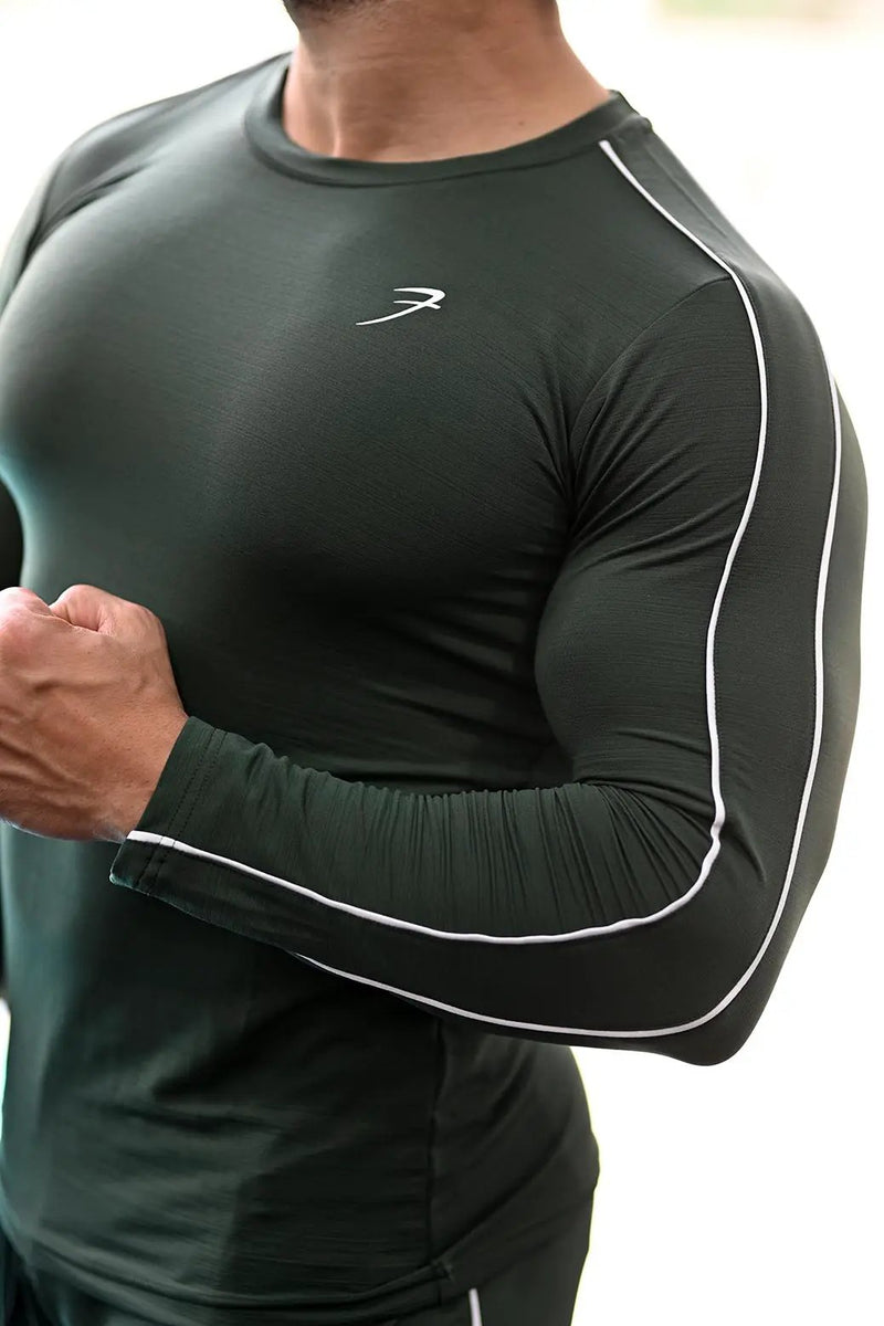 Revival Piping Fullsleeves T-shirt Green by Fuaark Nz