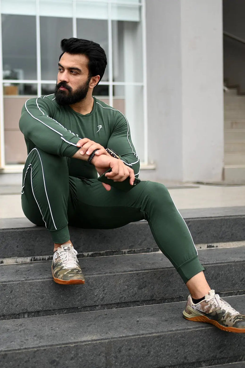 Revival Piping Fullsleeves T-shirt Green by Fuaark Nz