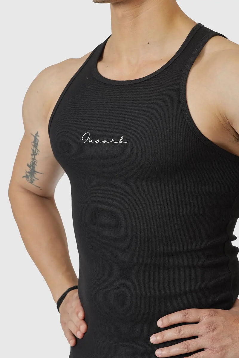 Ribbed Tank Black by Fuaark Nz