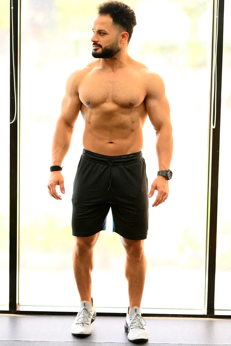 Box Shorts Black with Blue by Fuaark Nz