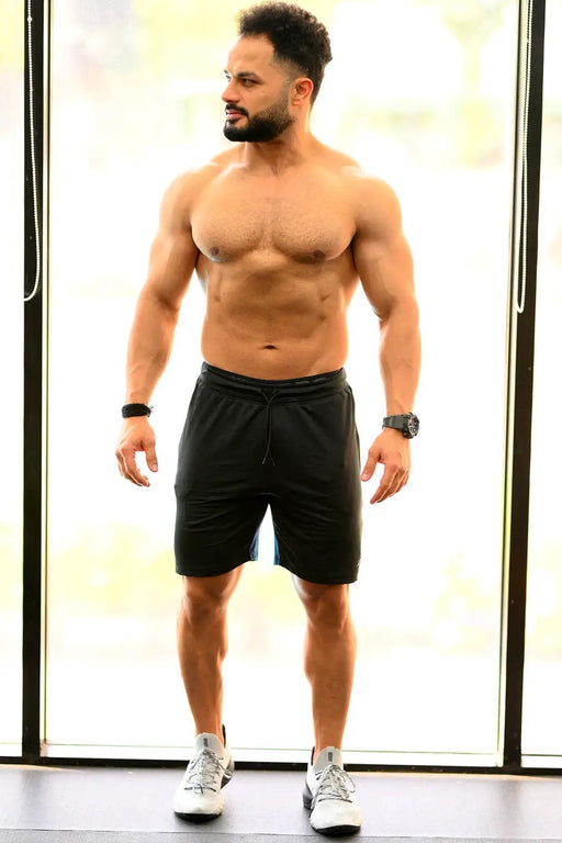 Box Shorts Black with Blue by Fuaark Nz