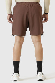 2 in 1 Compression Shorts Brown by Fuaark Nz