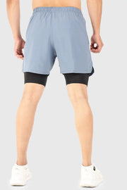 2 in 1 5" Compression Shorts Light Grey by Fuaark Nz