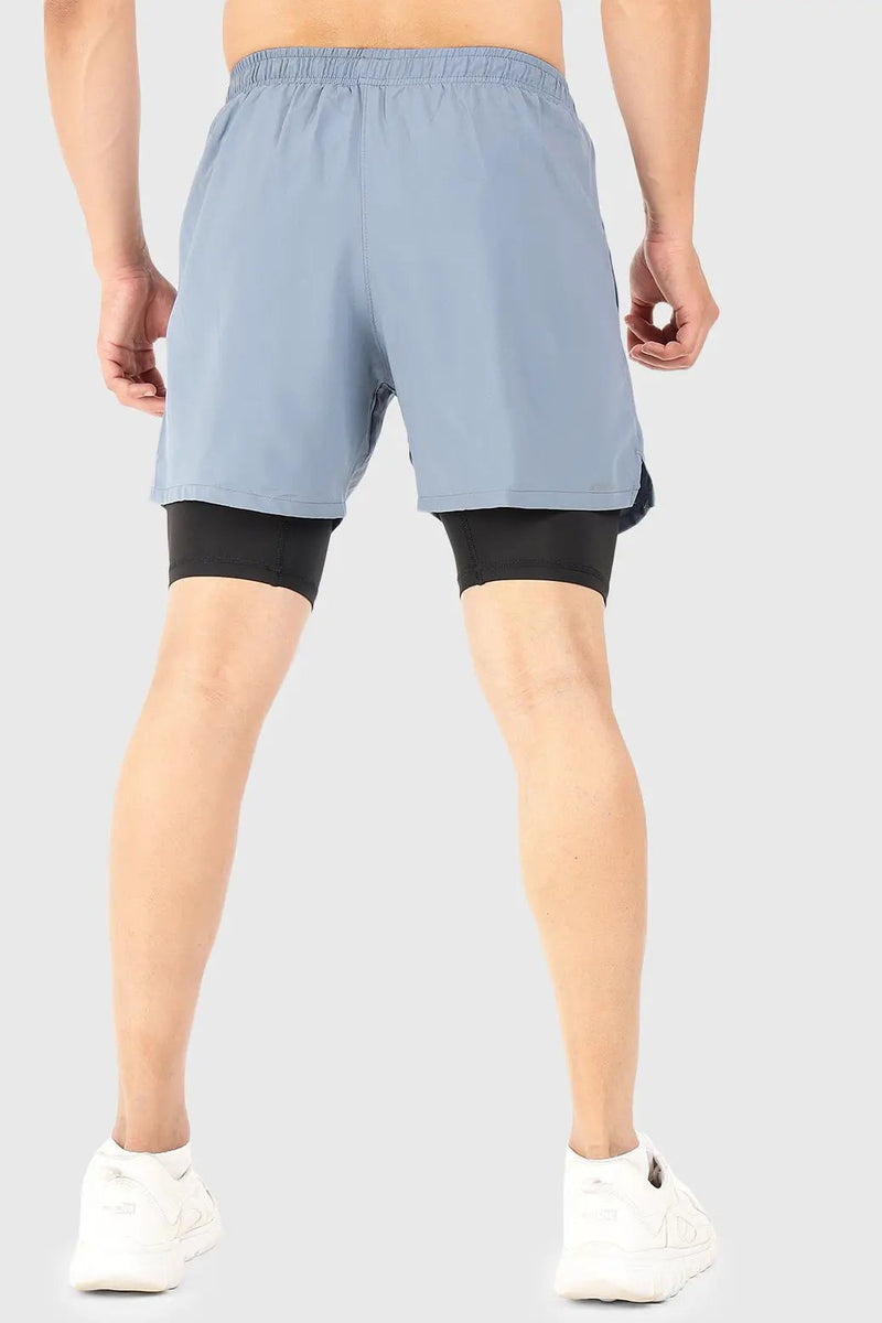 2 in 1 5" Compression Shorts Light Grey by Fuaark Nz