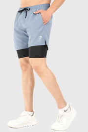 2 in 1 5" Compression Shorts Light Grey by Fuaark Nz