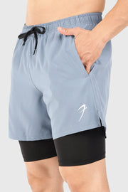 2 in 1 5" Compression Shorts Light Grey by Fuaark Nz
