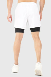 2 in 1 5" Compression Shorts White by Fuaark Nz
