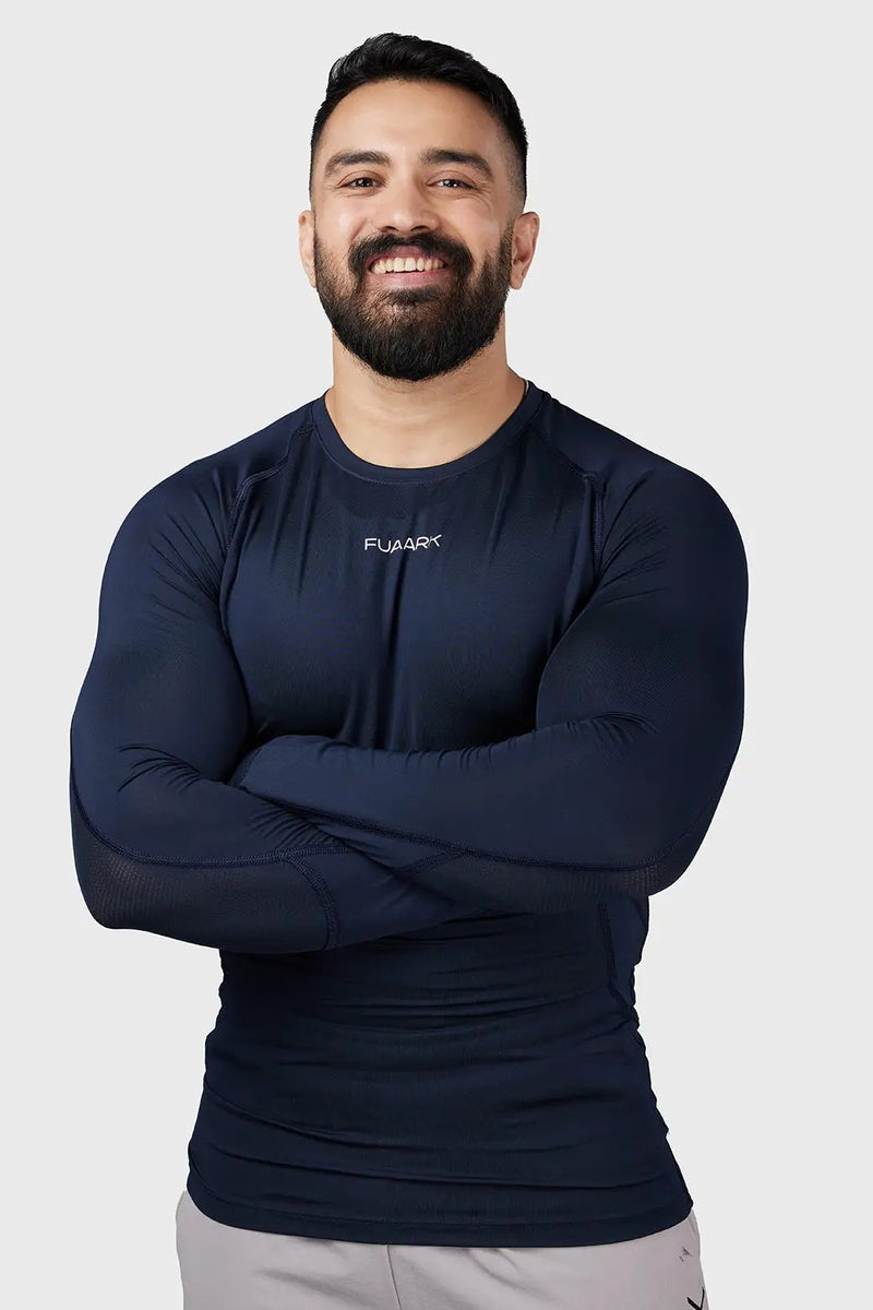 Compression 2.0 Full Sleeves T-shirt Navy by Fuaark Nz