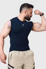 Compression Sleeveless Tank Navy by Fuaark Nz