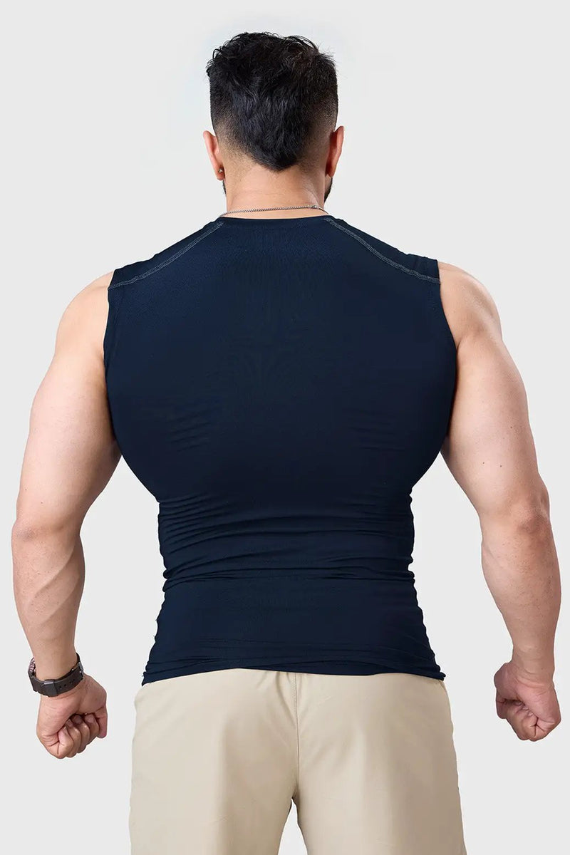 Compression Sleeveless Tank Navy by Fuaark Nz