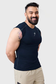 Compression Sleeveless Tank Navy by Fuaark Nz