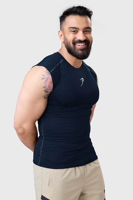 Compression Sleeveless Tank Navy by Fuaark Nz