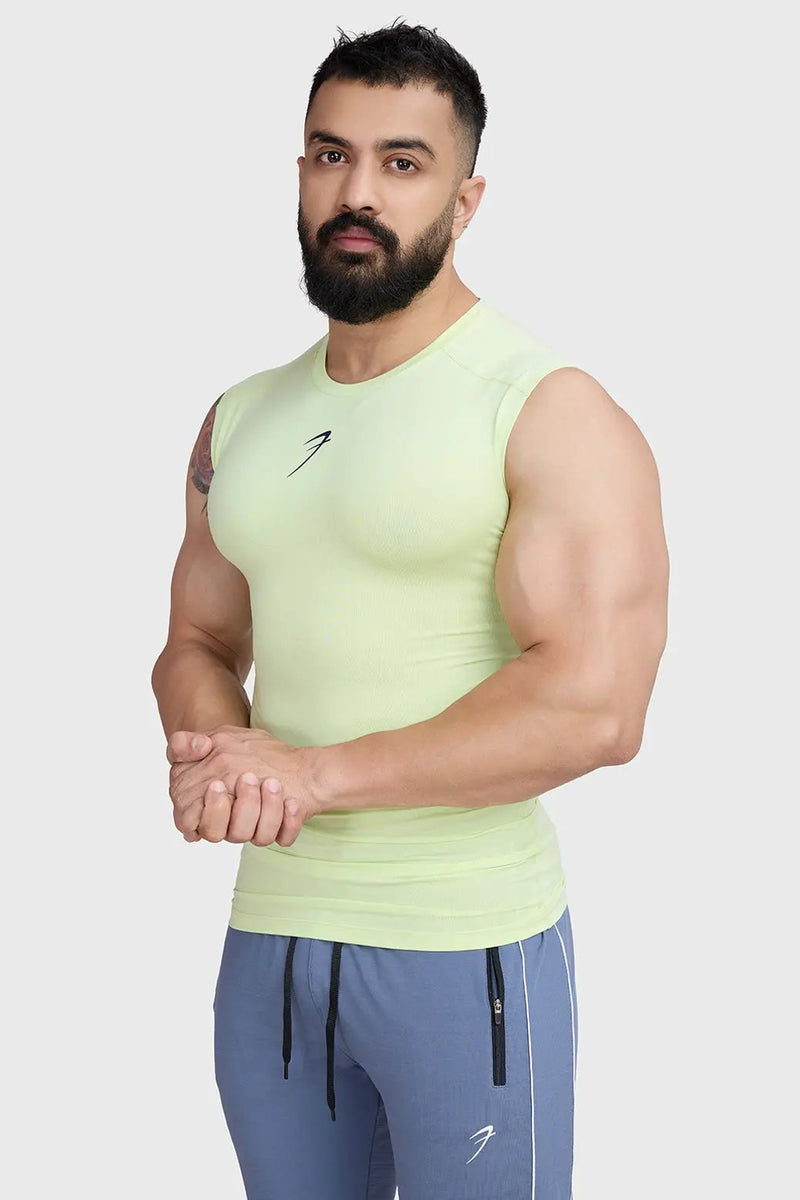 Compression Sleeveless Tank Lime by Fuaark Nz