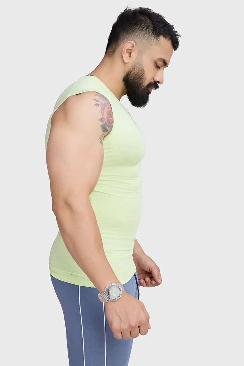 Compression Sleeveless Tank Lime by Fuaark Nz