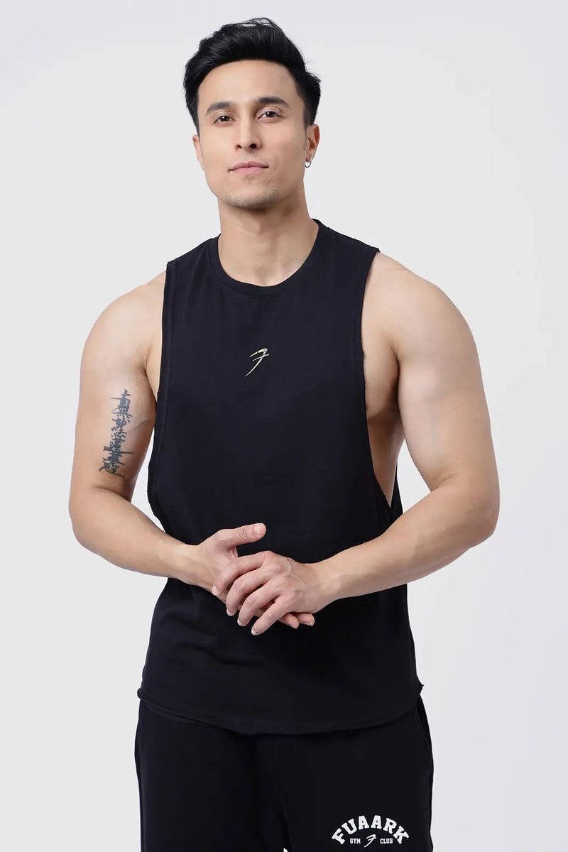 Drift Deep Arm Tank Black by Fuaark Nz