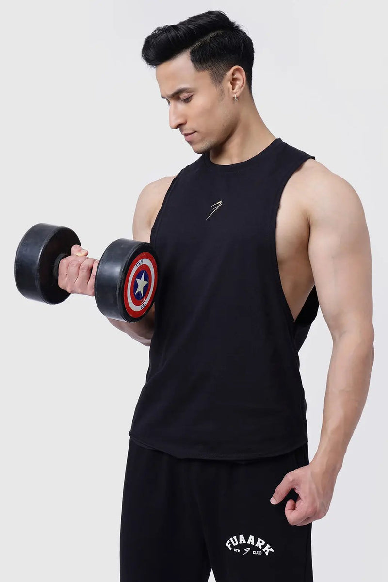 Drift Deep Arm Tank Black by Fuaark Nz