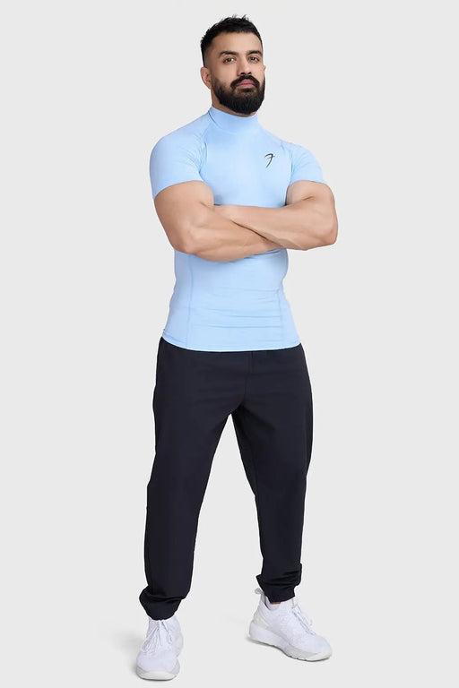 High Neck Compression T-shirt Glacial Blue by Fuaark Nz