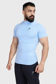 High Neck Compression T-shirt Glacial Blue by Fuaark Nz