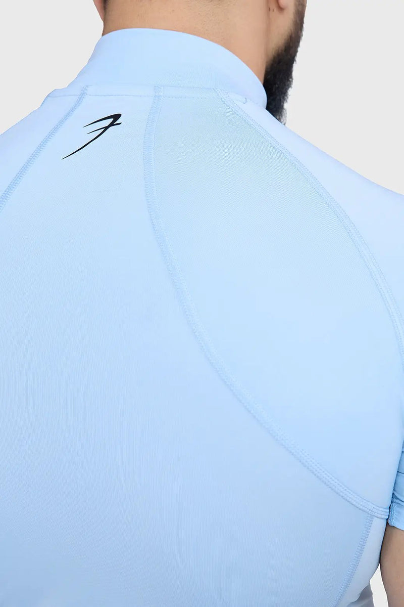High Neck Compression T-shirt Glacial Blue by Fuaark Nz