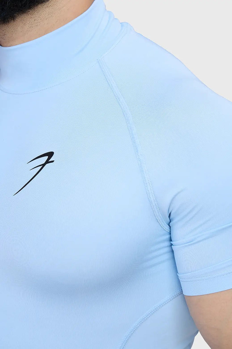 High Neck Compression T-shirt Glacial Blue by Fuaark Nz
