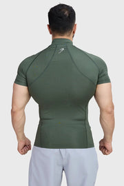 High Neck Compression T-shirt Olive by Fuaark Nz