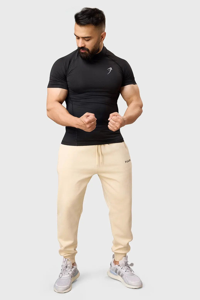 High Neck Compression T-shirt Black by Fuaark Nz