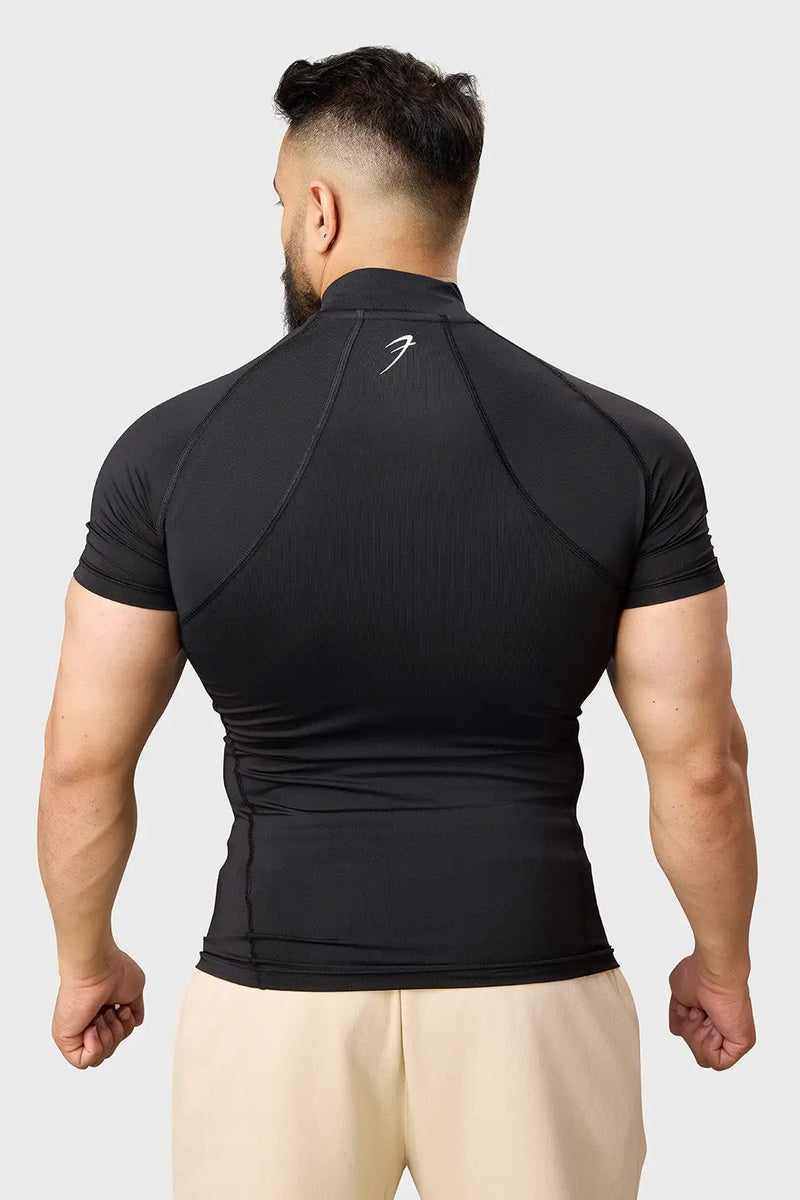 High Neck Compression T-shirt Black by Fuaark Nz