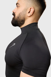 High Neck Compression T-shirt Black by Fuaark Nz