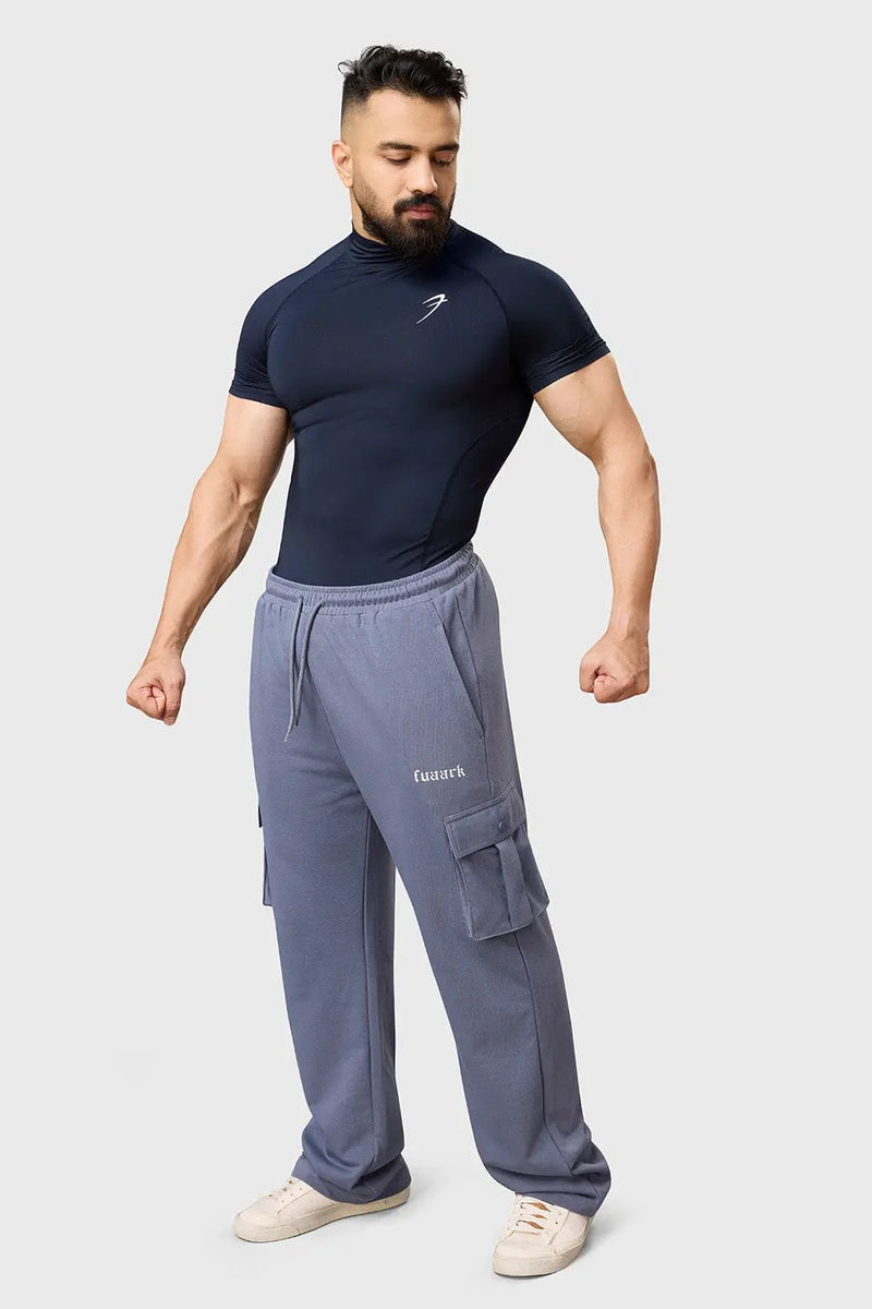 High Neck Compression T-shirt Navy by Fuaark Nz