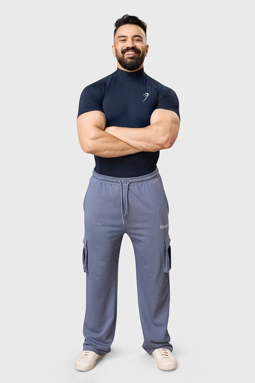 High Neck Compression T-shirt Navy by Fuaark Nz