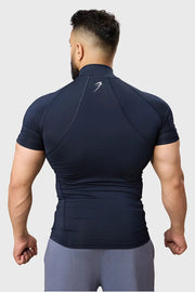 High Neck Compression T-shirt Navy by Fuaark Nz