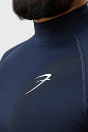 High Neck Compression T-shirt Navy by Fuaark Nz