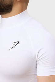 High Neck Compression T-shirt White by Fuaark Nz