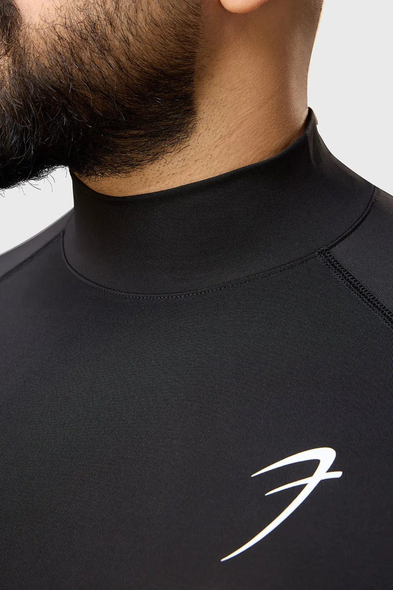 High Neck Compression T-shirt Black by Fuaark Nz