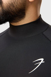 High Neck Compression Full Sleeves T-shirt Black by Fuaark Nz