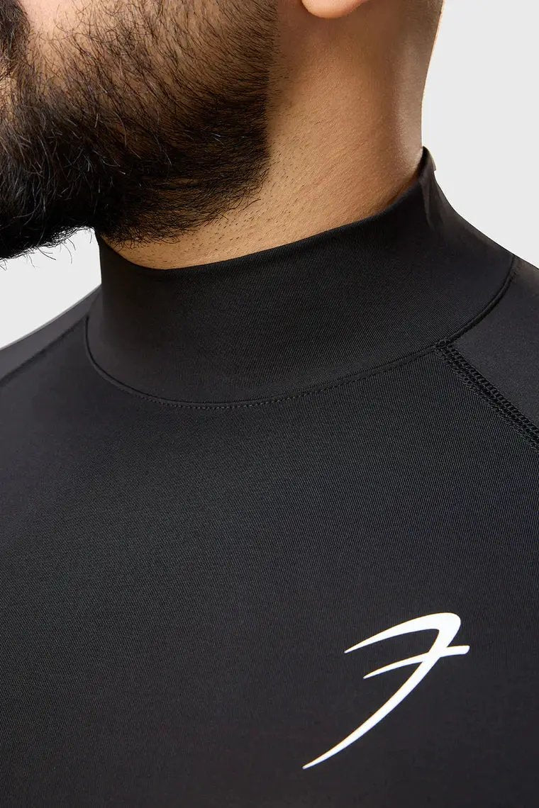High Neck Compression Full Sleeves T-shirt Black by Fuaark Nz