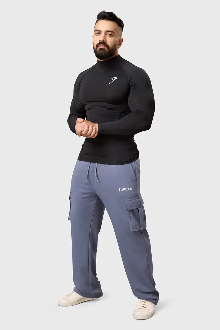 High Neck Compression Full Sleeves T-shirt Black by Fuaark Nz