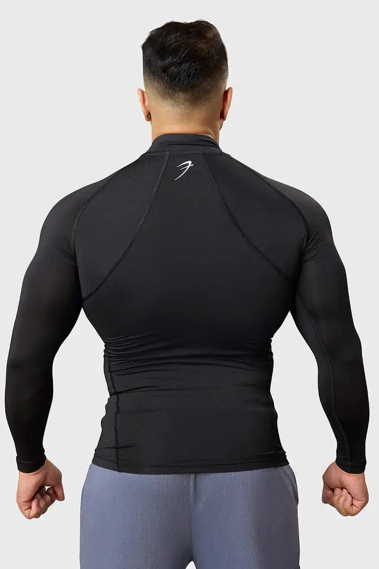 High Neck Compression Full Sleeves T-shirt Black by Fuaark Nz