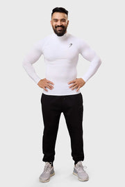 High Neck Compression Full Sleeves T-shirt White by Fuaark Nz