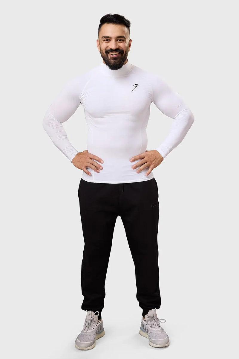 High Neck Compression Full Sleeves T-shirt White by Fuaark Nz