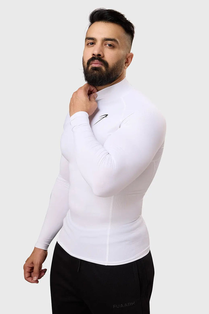 High Neck Compression Full Sleeves T-shirt White by Fuaark Nz
