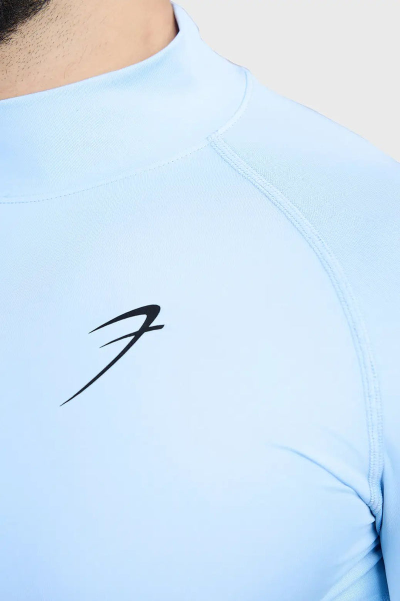 High Neck Compression Full Sleeves T-shirt Glacial Blue by Fuaark Nz