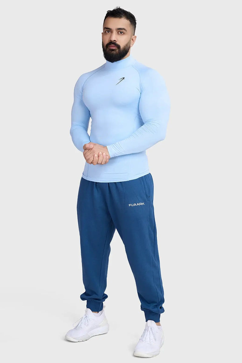 High Neck Compression Full Sleeves T-shirt Glacial Blue by Fuaark Nz