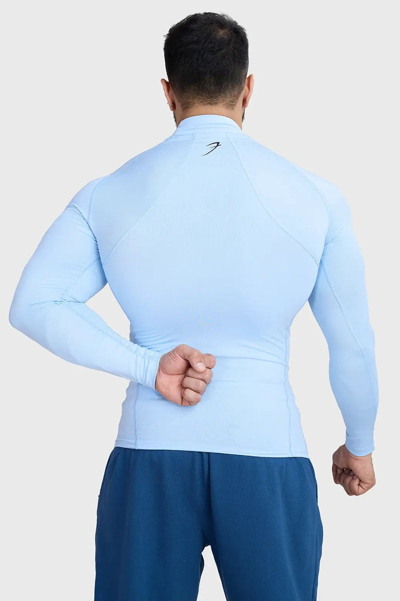 High Neck Compression Full Sleeves T-shirt Glacial Blue by Fuaark Nz