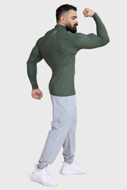 High Neck Compression Full Sleeves T-shirt Olive by Fuaark Nz