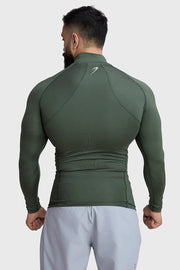 High Neck Compression Full Sleeves T-shirt Olive by Fuaark Nz