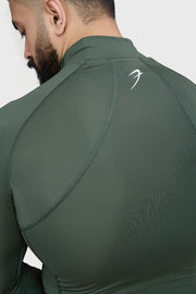 High Neck Compression Full Sleeves T-shirt Olive by Fuaark Nz
