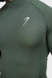 High Neck Compression Full Sleeves T-shirt Olive by Fuaark Nz